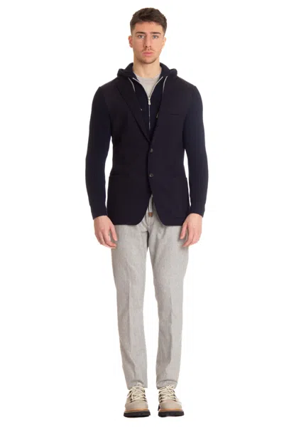 Eleventy Jacket With Removable Front Panel In Blue