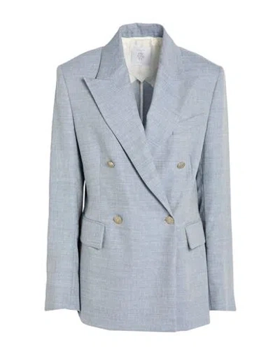 Eleventy Platinum Woman Blazer Sky Blue Size 8 Linen, Wool