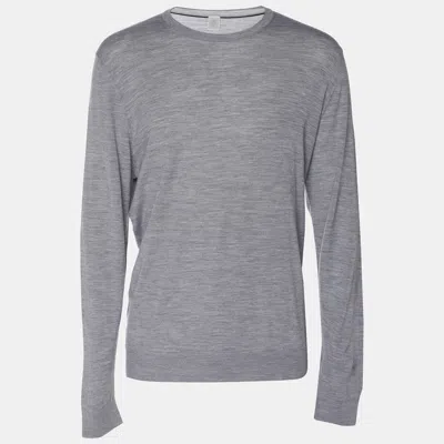 Pre-owned Eleventy Elevety Grey Merino Wool Knit Full Sleeve T-shirt Xl