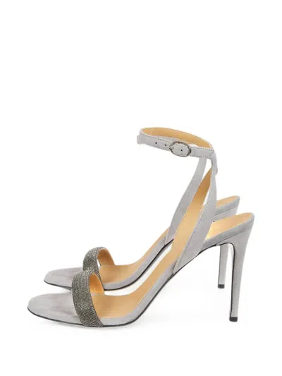 Eleventy Embellished Buckled Sandals In Gray