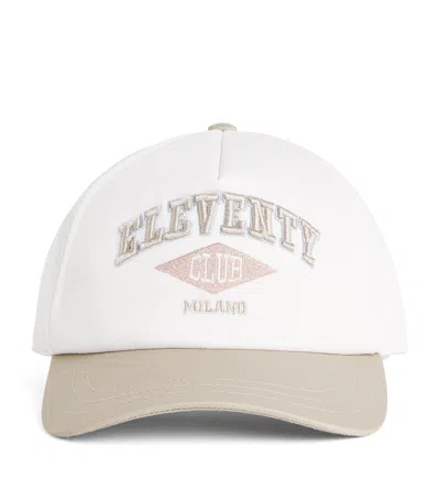 Eleventy Embroidered Logo Baseball Cap In White