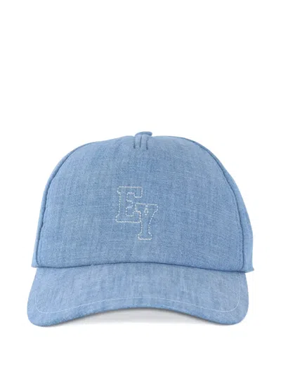 Eleventy Embroidered-logo Cap In Blue