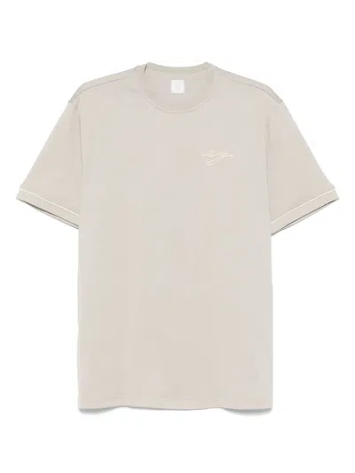 Eleventy Embroidered-logo T-shirt In Neutral