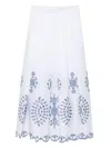 Eleventy Embroidered Scalloped-hem Skirt In Gray