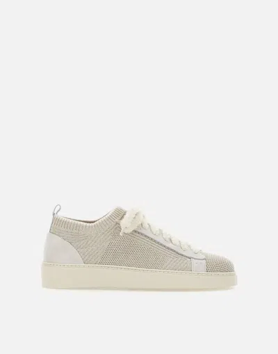 Eleventy Fabric Suede Sneakers In Beige