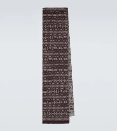 Eleventy Fair Isle Intarsia Cashmere Scarf In Burgundy