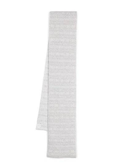 Eleventy Fair Isle-intarsia Scarf In Grey