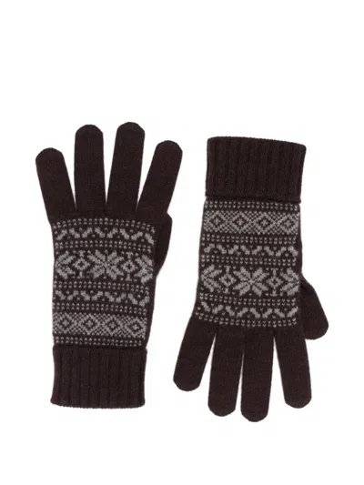 Eleventy Fair Isle Ribbed-cuff Gloves In Transparent