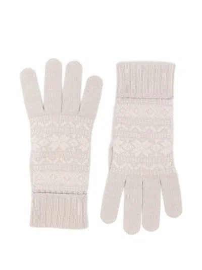 Eleventy Fair Isle-knit Ribbed-cuff Gloves In Neutral