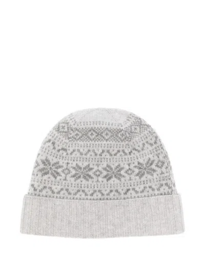 Eleventy Fair-isle Knitted Cashmere Beanie Hat In Gray