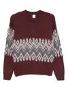 Eleventy Fairisle-pattern Crew-neck Sweater In Red