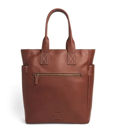 Eleventy Faux Leather Tote Bag In Brown