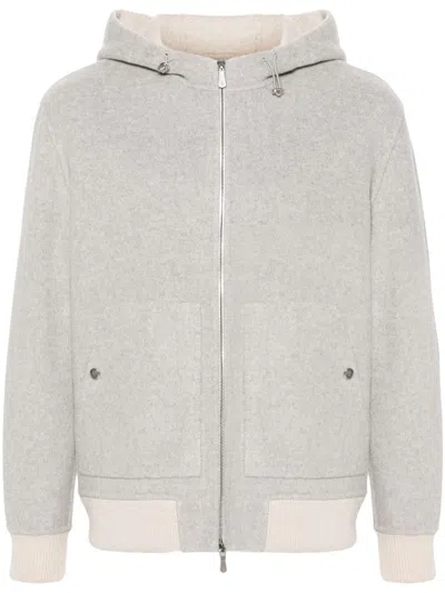 Eleventy Felted Bomber Jacket In Grey