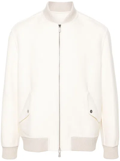 Eleventy Felted Bomber Jacket In White
