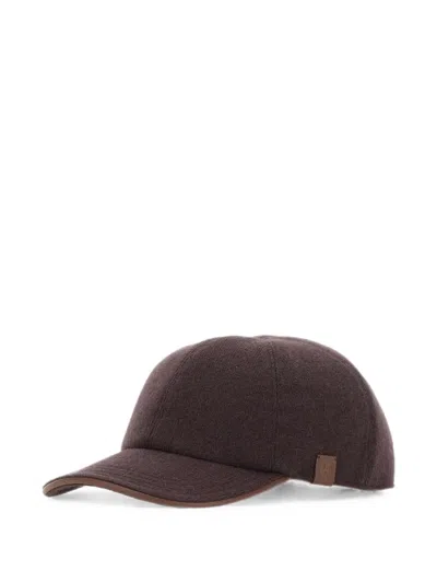 Eleventy Felted Cashmere Baseball Cap In Brown
