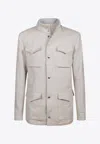 Eleventy Field Buttoned Jacket In Neutral