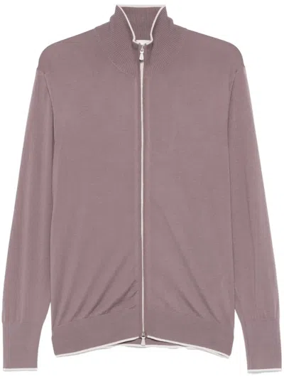 Eleventy Fine-knit Cardigan In Purple