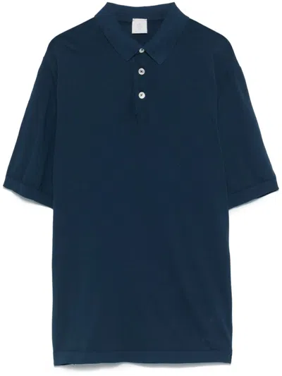 Eleventy Fine-knit Polo Shirt In Blue