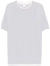 Eleventy Crew Neck Striped Detail T-shirt In Blue