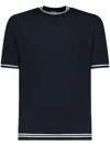 Eleventy Blue Knit T Shirt With Contrasting Details In Blue