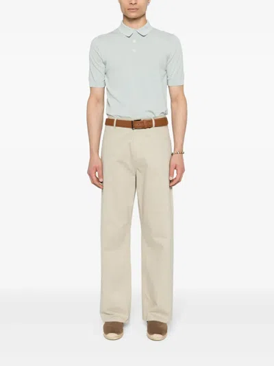 Eleventy Fine-ribbed Cotton Polo Shirt In Green