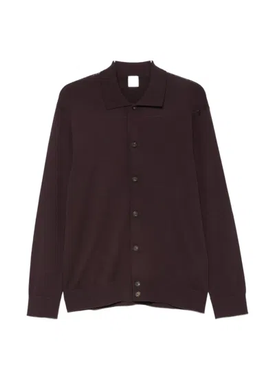 Eleventy Fine-knit Button-down Shirt In Brown
