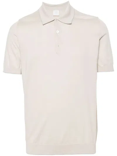 Eleventy Fine-ribbed Cotton Polo Shirt In Gold