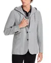 ELEVENTY WOOL FLANNEL REMOVABLE HOOD SLIM FIT CASUAL SPORT COAT