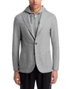 Eleventy Flannel Slim Fit Sport Coat With Removable Full Zip Hoodie In Gray