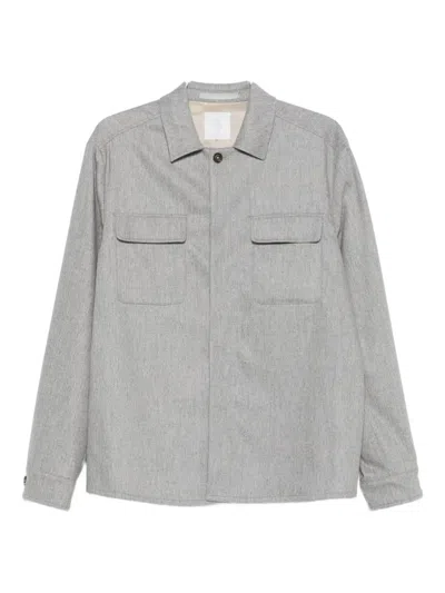 Eleventy Wool-blend Overshirt In Gray