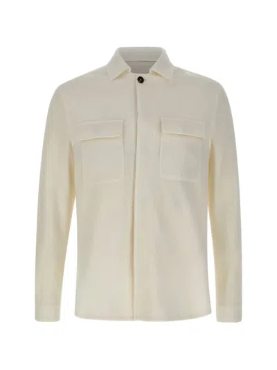 Eleventy Flap-pocket Ribbed Shirt Jacket In Neutral