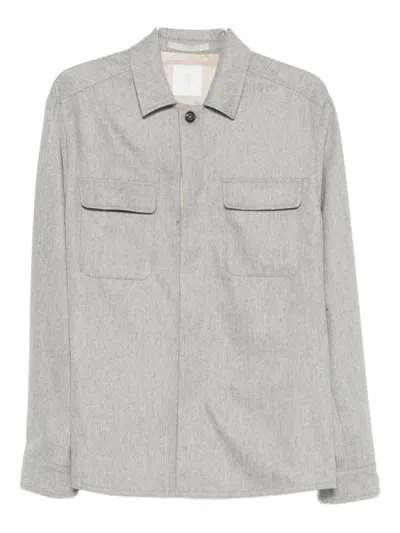 Eleventy Flap-pockets Buttoned Shirt Jacket In Gray