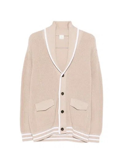 Eleventy Flap-pockets Striped Cardigan In Multi