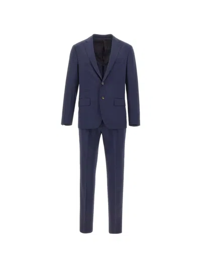 Eleventy Flap-pockets Wool Suit In Blue