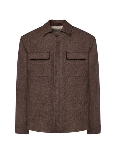 Eleventy Flap-pocket Shirt Jacket In Brown