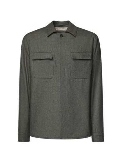 Eleventy Flap-pocket Shirt Jacket In Gray