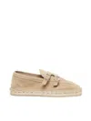 Eleventy Camel Leather Espardillas With Buckles
