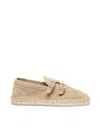 Eleventy Camel Leather Espardillas With Buckles In Brown