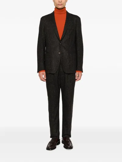 Eleventy Flecked Trousers In Black