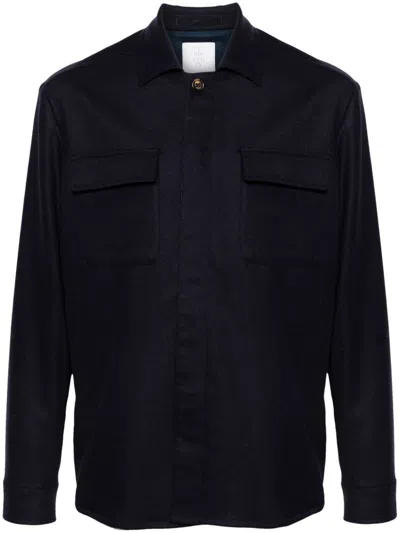 Eleventy Fleece Shirt Jacket In Blue