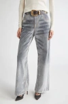 Eleventy Flocked Denim Flare Leg Jeans In Gray