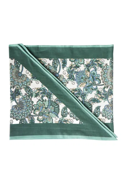 Eleventy Floral Cotton-silk Scarf In Green
