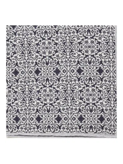 Eleventy Floral-pattern Scarf In Blue
