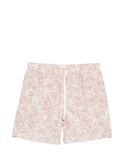 Eleventy Floral-pattern Swim Shorts In Neutral