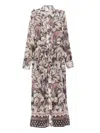 Eleventy Floral-print Belted Midi Dress In Multi