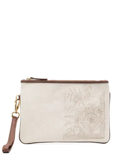 Eleventy Floral-print Canvas Clutch Bag