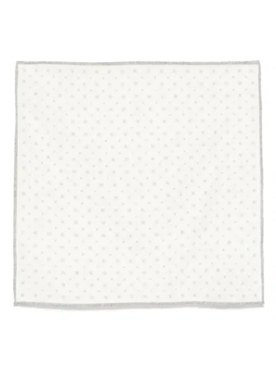 Eleventy Floral-print Handkerchief Scarf In 白色