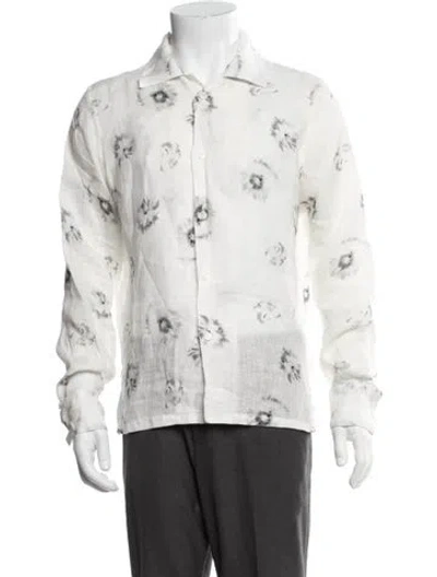 Pre-owned Eleventy Floral Print Long Sleeve Shirt In White