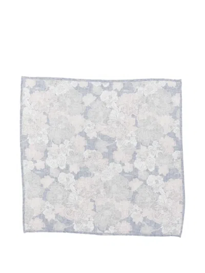 Eleventy Floral-print Pocket Square In Brown