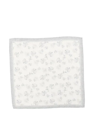 Eleventy Floral-print Pocket Square In White